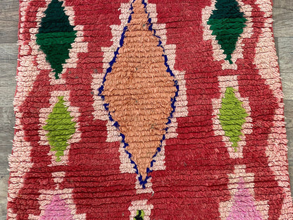 Tapis de couloir marocain coloré à losanges 3x7,5.