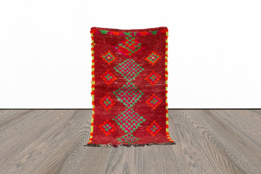 Tapis marocain vintage coloré rouge 4x6.