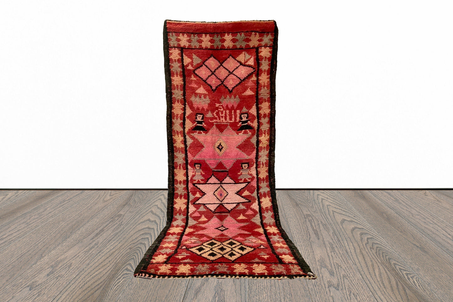 Tapis de couloir marocain étroit vintage 4x12.