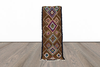 Tapis berbère vintage à motifs de losanges 2x7.