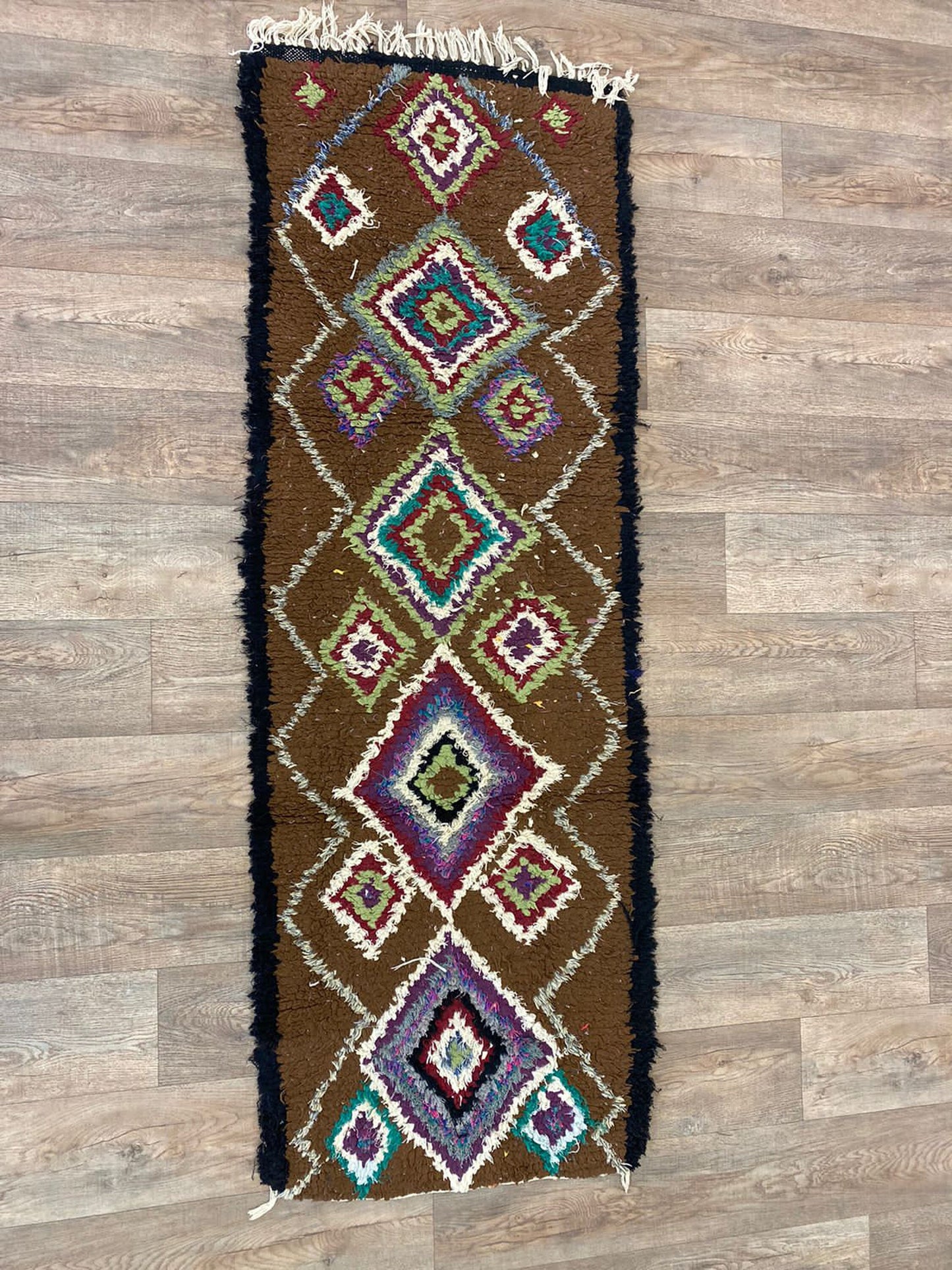 Tapis berbère vintage à motifs de losanges 2x7.