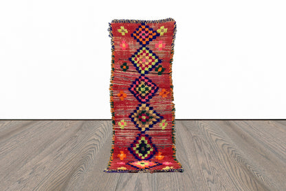 Tapis de couloir berbère marocain coloré 3x7.