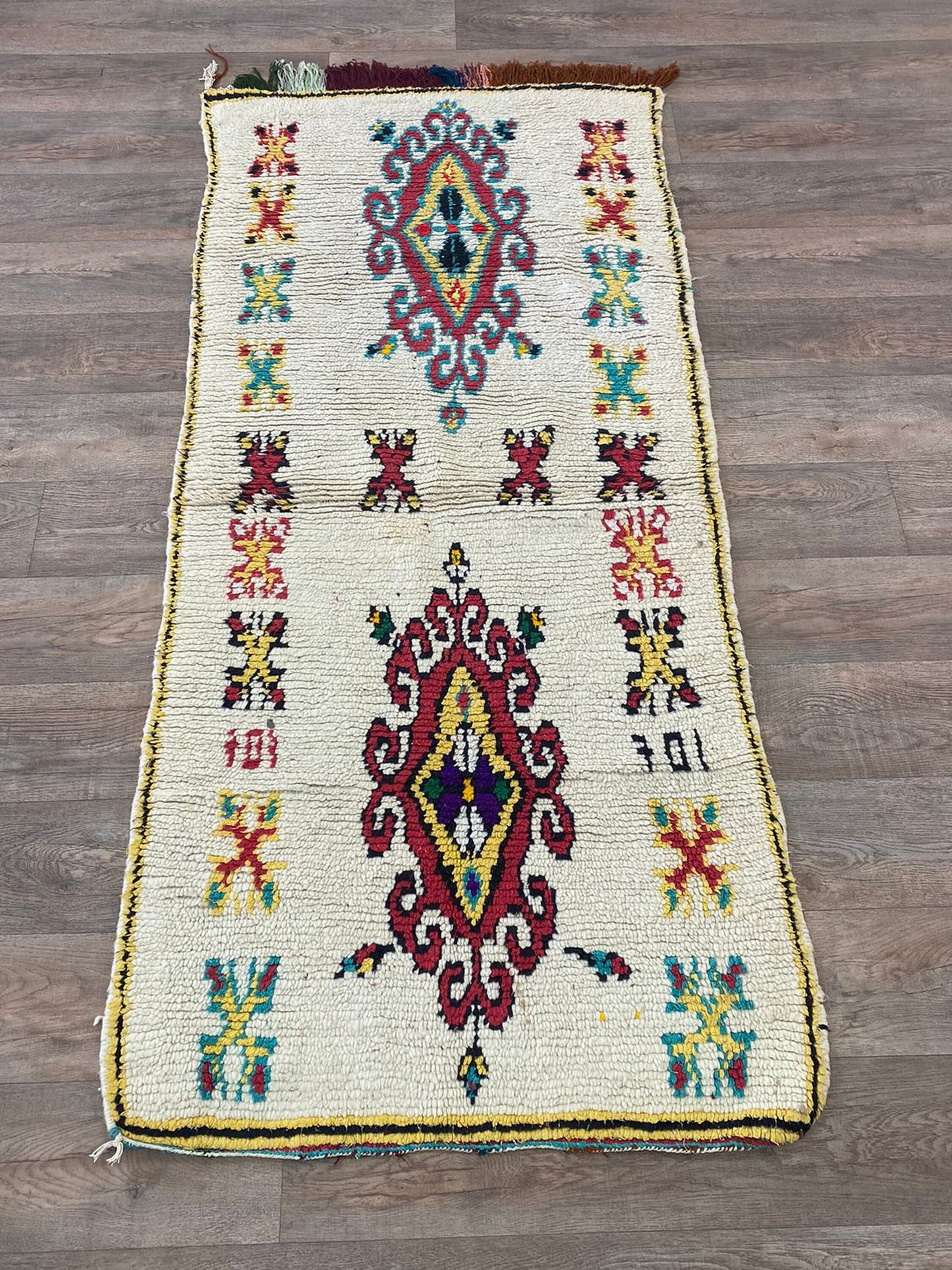 Tapis de couloir vintage marocain 3x7.