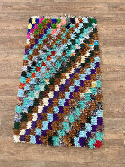 Petit tapis à carreaux colorés 3x5.