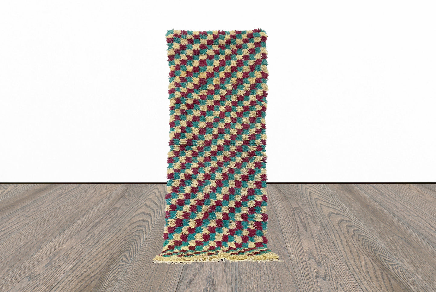 Tapis d'entrée étroit à carreaux 3x7.