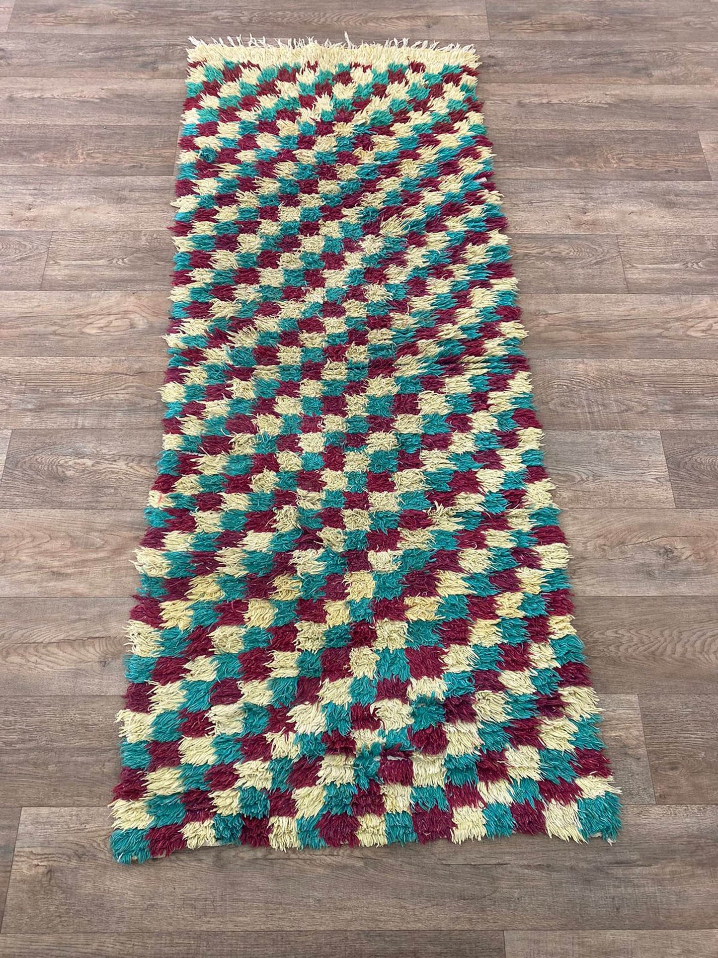 Tapis d'entrée étroit à carreaux 3x7.