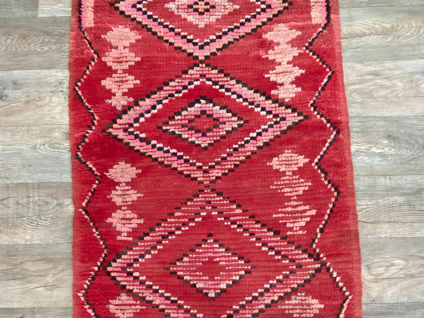 Tapis de couloir long marocain rouge 3x14.