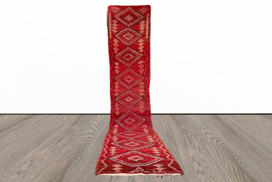 Tapis de couloir long marocain rouge 3x14.