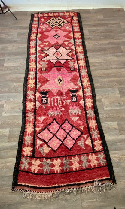 Tapis de couloir marocain étroit vintage 4x12.