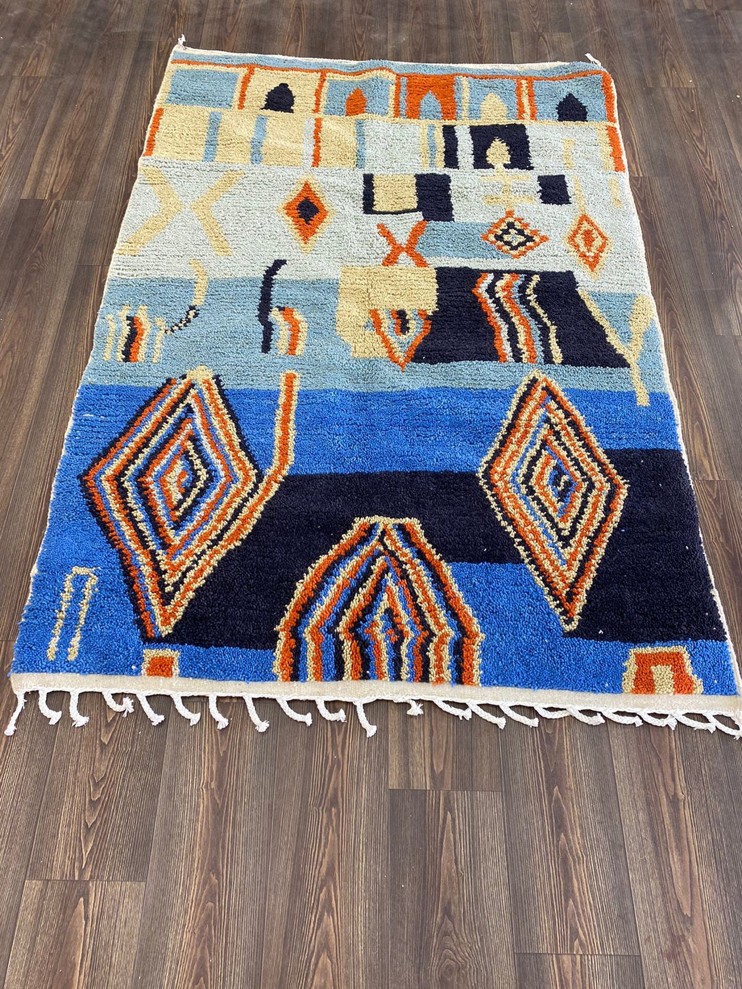 Colorful Abstract Moroccan Custom area rug, custom handmade living room rugs.