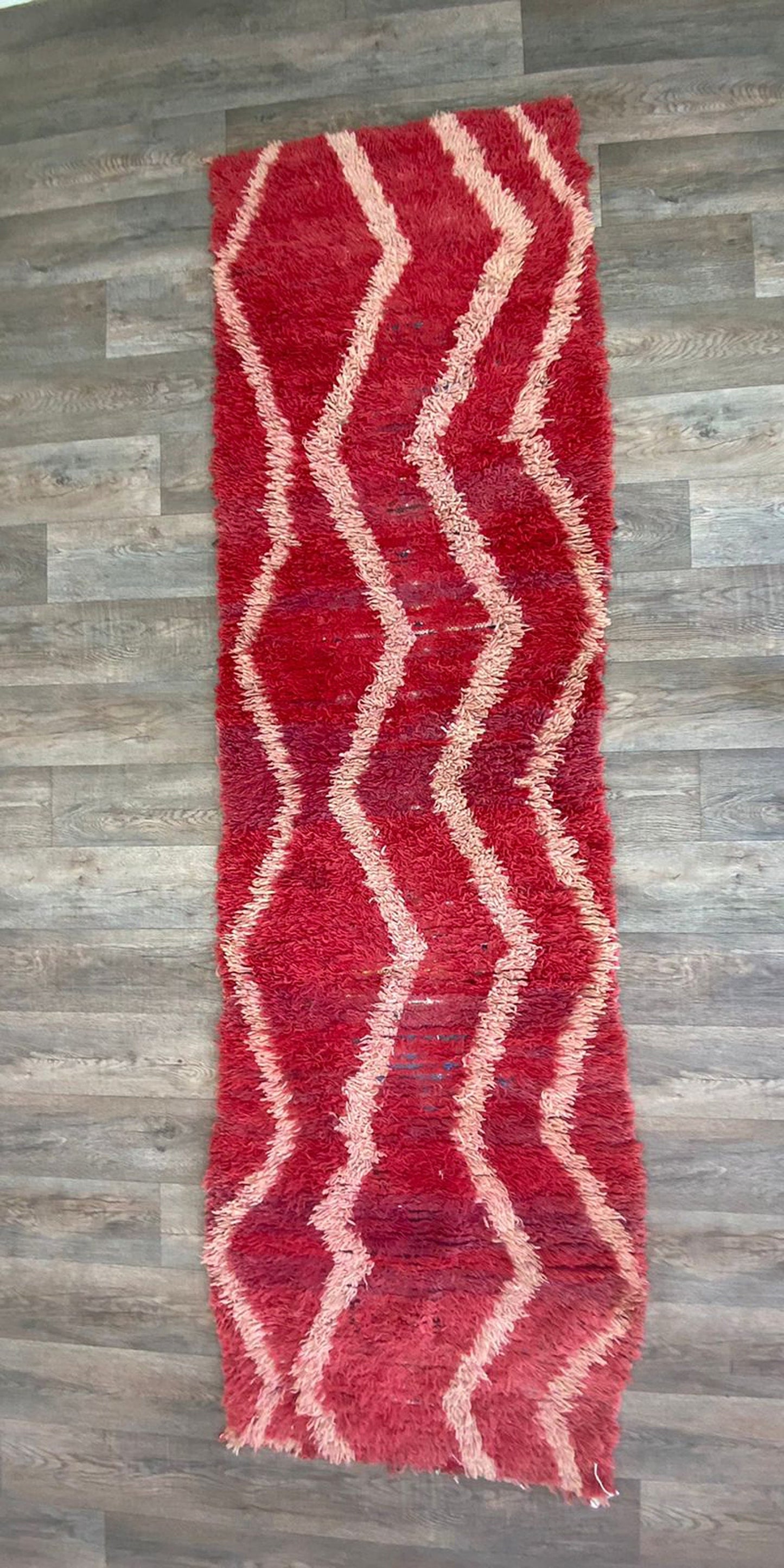 3x10 FT Berber wool Moroccan woven runner rug.