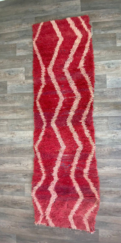 3x10 FT Berber wool Moroccan woven runner rug.