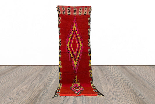 Tapis de couloir marocain unique et coloré en laine 3x9 FT.