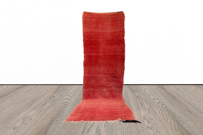 Tapis de couloir marocain en laine rose unie 3x11.