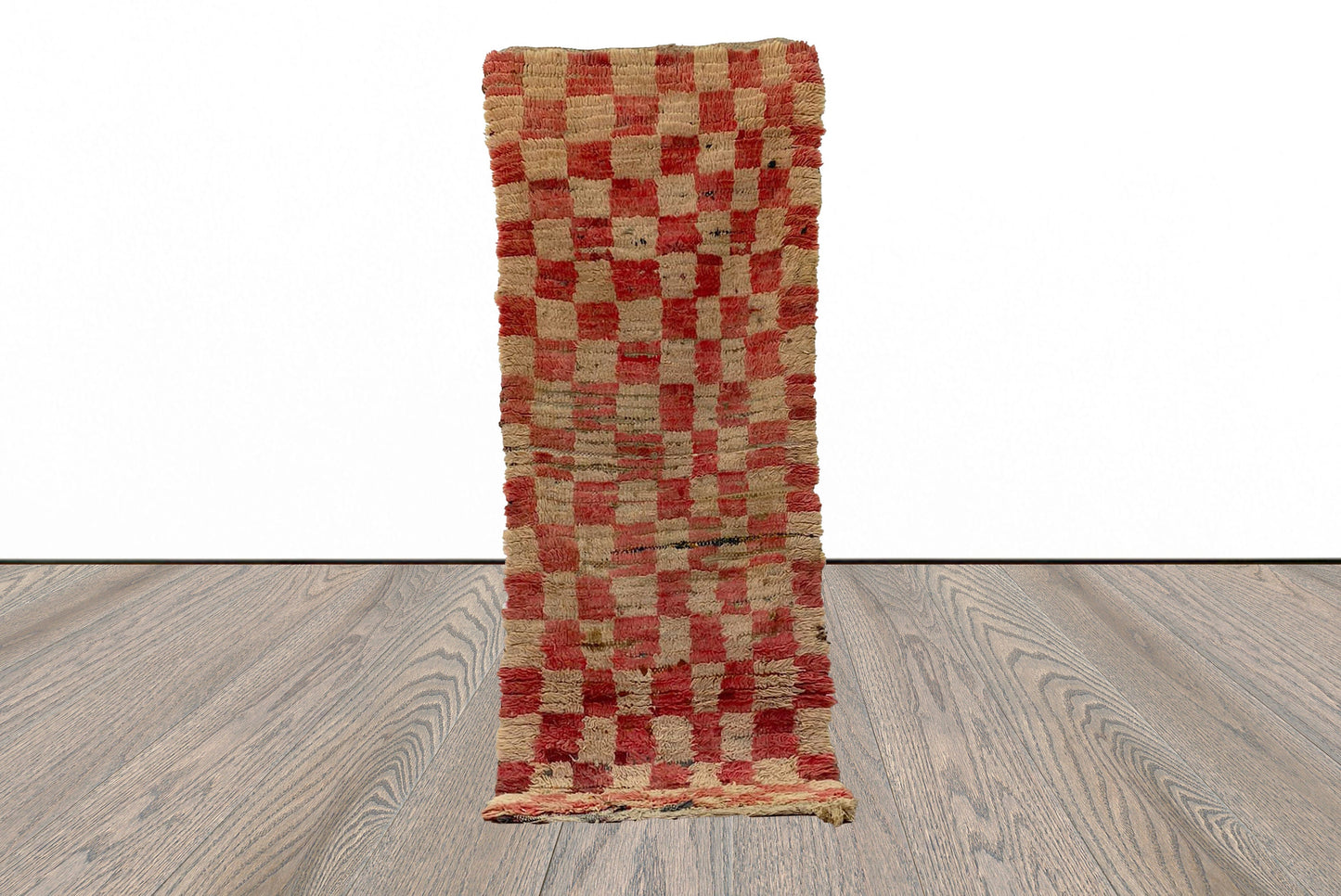 3x7 FT boho checkered Moroccan runner rug.