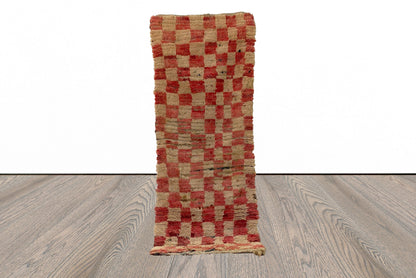 3x7 FT boho checkered Moroccan runner rug.