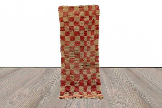 Tapis de couloir marocain à carreaux bohème 3x7 FT.