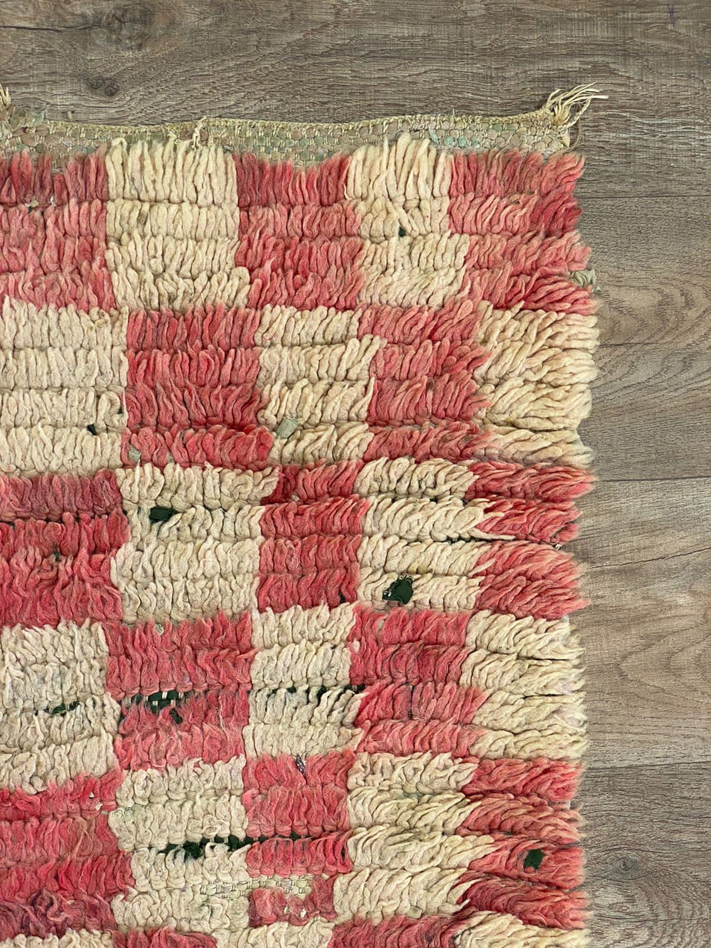 3x7 FT boho checkered Moroccan runner rug.