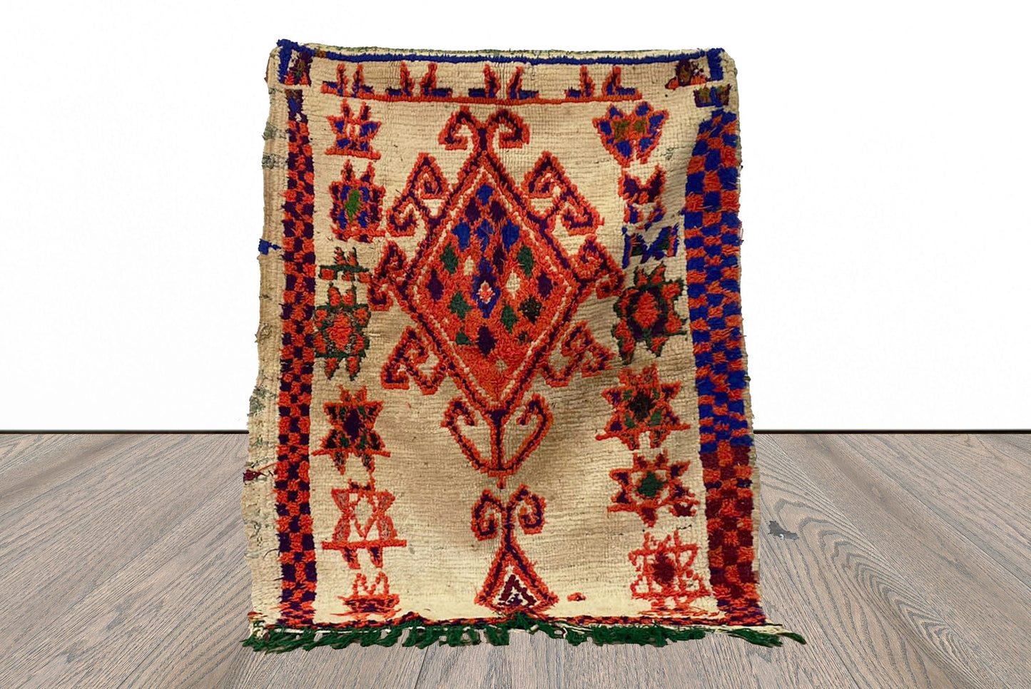 3x5 FT Moroccan Berber small colorful area rug.