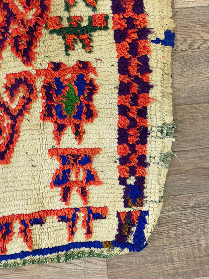 3x5 FT Moroccan Berber small colorful area rug.