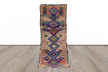 Tapis de couloir marocain coloré de style bohème 3x7 pieds.