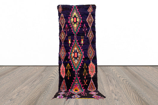 Tapis tissé marocain coloré 3x9 pieds.