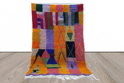 Colorful area rug, Moroccan wool rugs for living room, Handmade Berber custom area rugs,