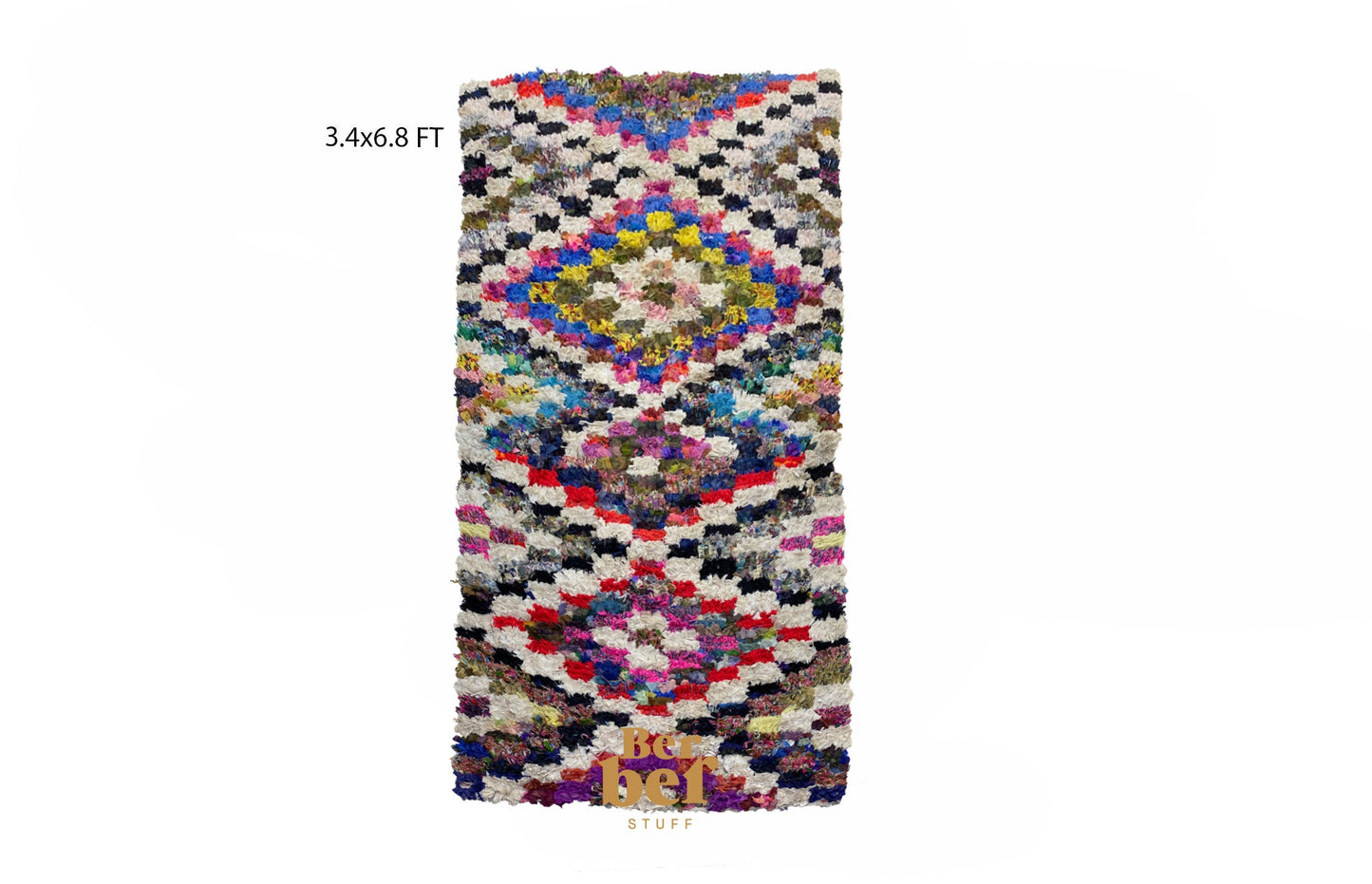 Colorful Boucherouite Moroccan runner rug 3x7 ft.