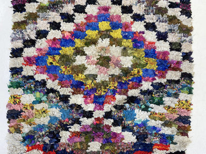 Colorful Boucherouite Moroccan runner rug 3x7 ft.