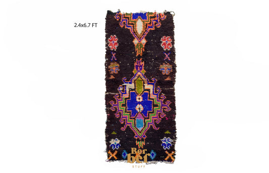 Tapis de couloir marocain vintage coloré 2x7 pi.