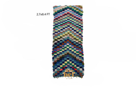 Tapis de couloir marocain vintage unique 3x8 pi.