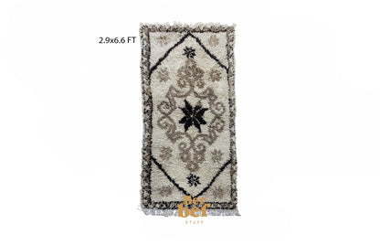 Wool Moroccan vintage runner rug 3x7 ft.