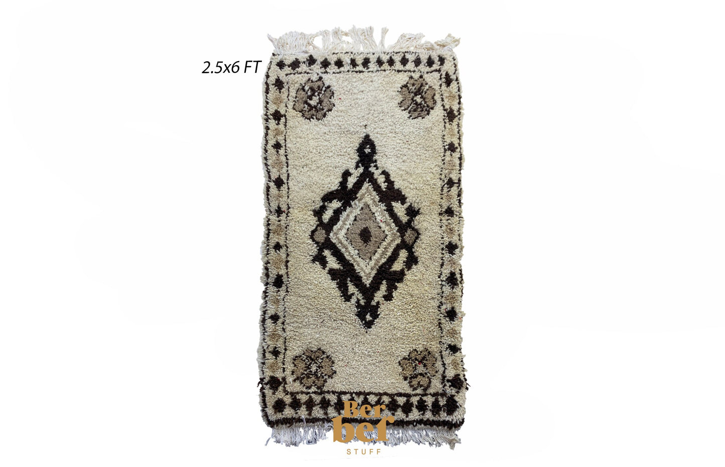 Tapis de couloir en laine tissé marocain vintage 3x6 pi.