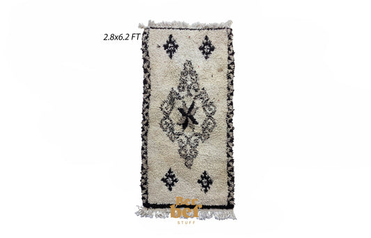 Tapis marocain en laine douce tissée 3x6 pi.