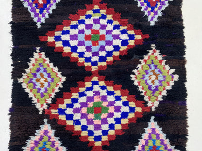 Tapis de couloir tissé marocain coloré 3x6 pi.