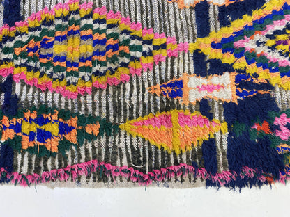 Tapis marocain coloré tissé à la main 3x7 pi.