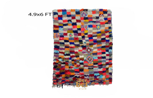 Tapis tribal bohème coloré marocain 5x6.