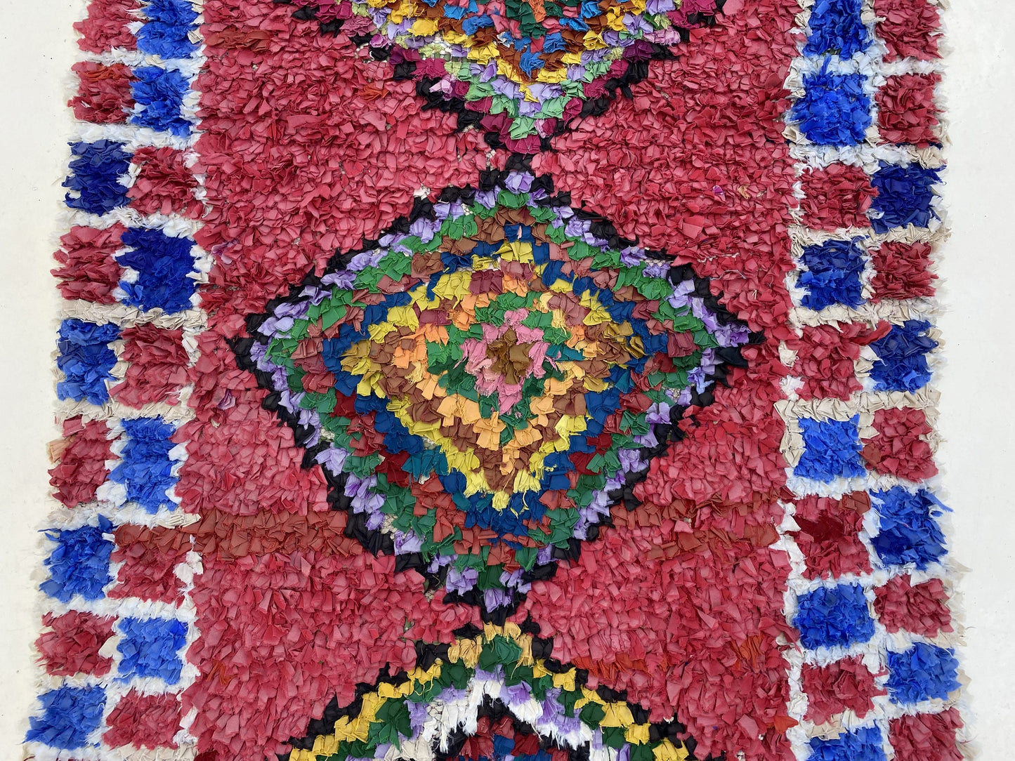 Tapis de couloir marocain vintage Boucherouite 3x9.