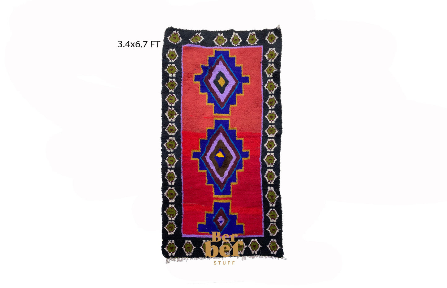 Tapis de couloir tissé marocain vintage 3x7.