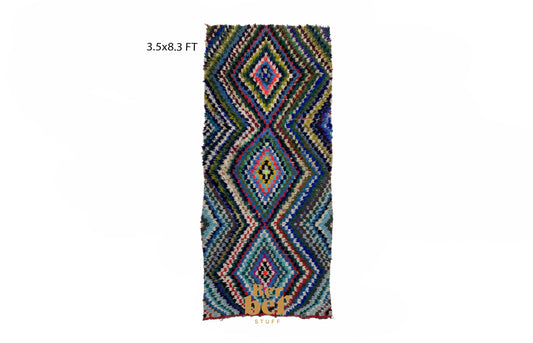 Tapis tissé marocain vintage coloré 3x8.