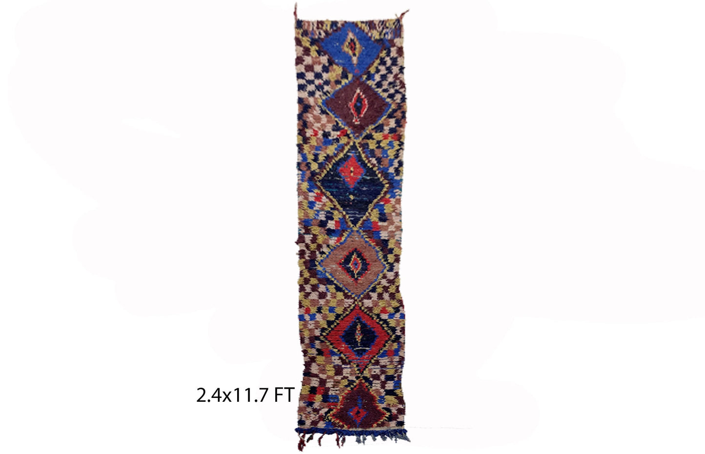 Tapis de couloir extra étroit 12x2. Tapis de couloir vintage marocain.