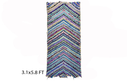 Tapis à carreaux colorés 3x6. Petits tapis berbères marocains.