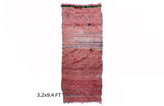 Tapis berbère uni rose 3x9, long tapis marocain.