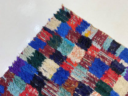 Tapis de couloir à carreaux colorés 3x8, tapis de couloir berbère marocain.