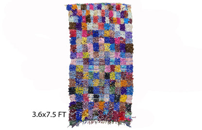 Tapis à carreaux berbères 4x7,5, tapis marocains colorés.