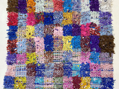 Tapis à carreaux berbères 4x7,5, tapis marocains colorés.