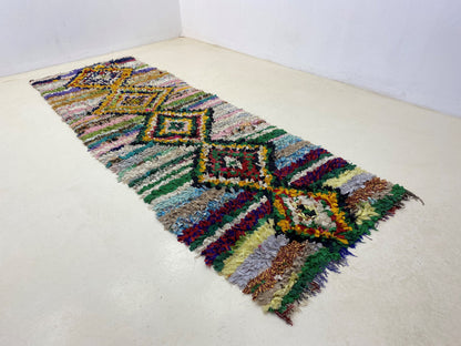 Grand tapis de couloir marocain 4x10,5, tapis de couloir coloré en diamant.