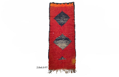 Tapis tissé rouge vintage marocain 3x7.