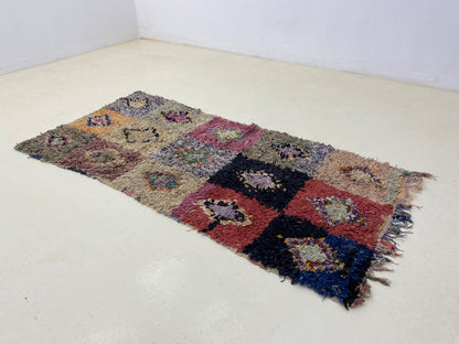 Tapis de couloir à diamants colorés 3x6, tapis de couloir berbère marocain.