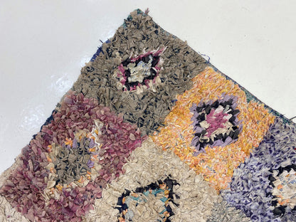 Tapis de couloir à diamants colorés 3x6, tapis de couloir berbère marocain.